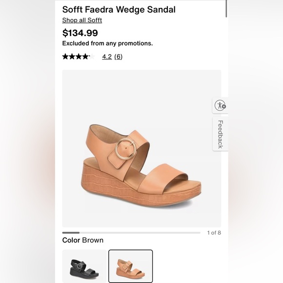 Sofft Tan Leather Wedge Platform Faedra Sandals Women’s Size 7